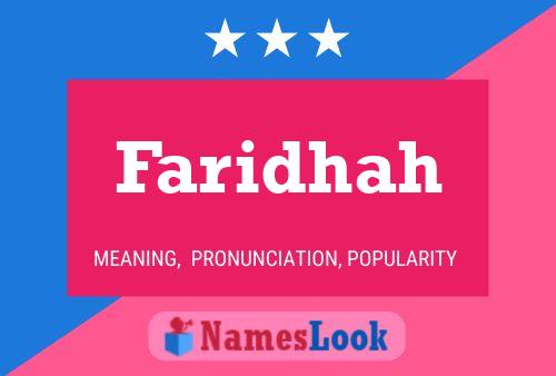 Faridhah Name Poster