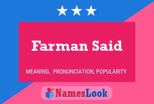 Farman Said Name Poster