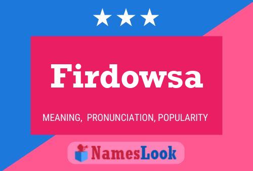 Firdowsa Name Poster