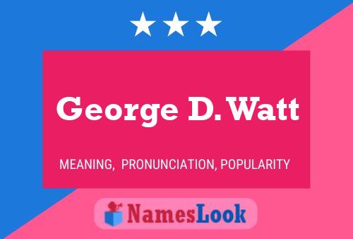 George D. Watt Name Poster