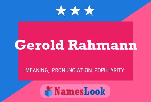 Gerold Rahmann Name Poster