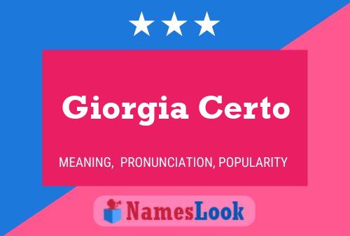 Giorgia Certo Name Poster