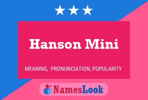 Hanson Mini Name Poster