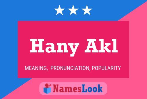 Hany Akl Name Poster