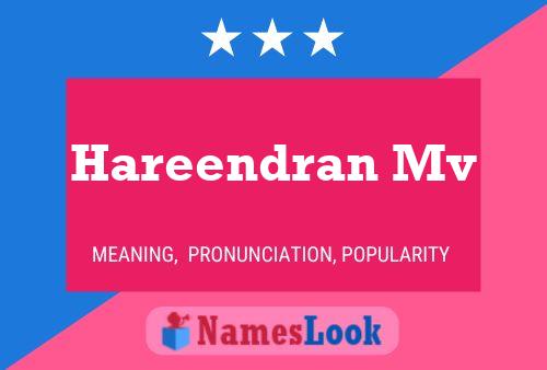 Hareendran Mv Name Poster