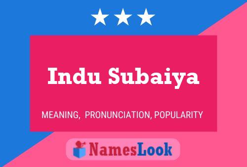 Indu Subaiya Name Poster