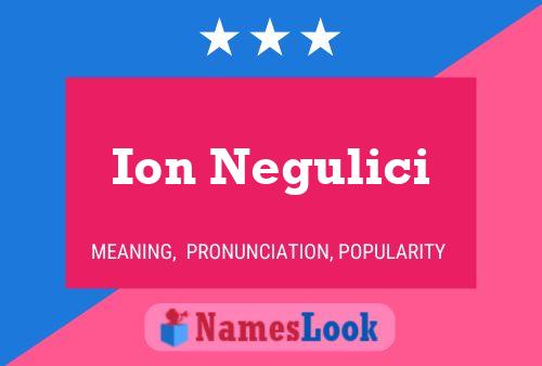 Ion Negulici Name Poster