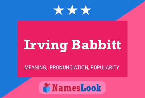 Irving Babbitt Name Poster