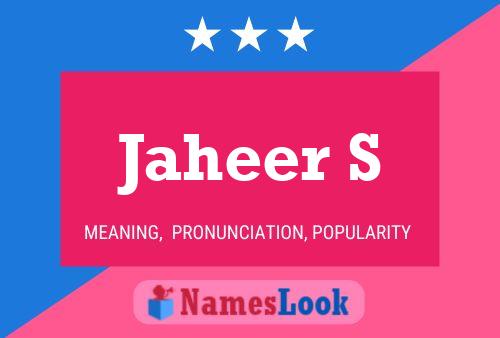 Jaheer S Name Poster