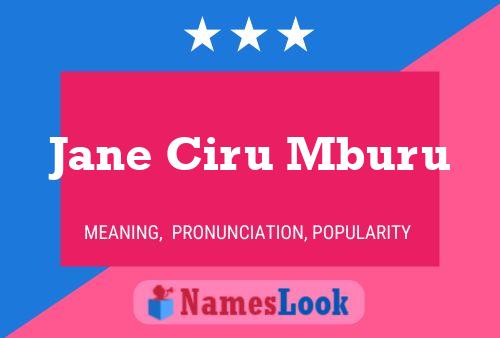 Jane Ciru Mburu Name Poster