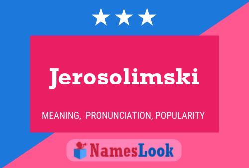 Jerosolimski Name Poster