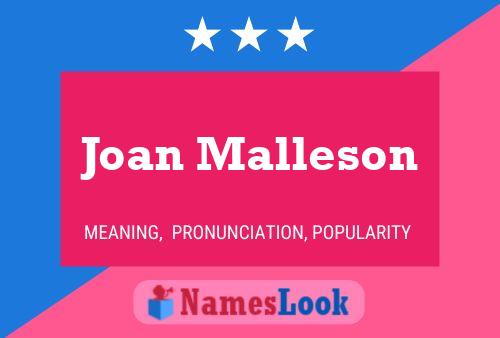 Joan Malleson Name Poster