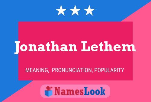 Jonathan Lethem Name Poster