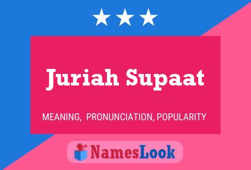 Juriah Supaat Name Poster