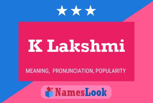 K Lakshmi Name Poster