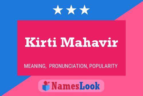 Kirti Mahavir Name Poster