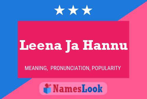 Leena Ja Hannu Name Poster