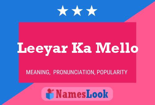 Leeyar Ka Mello Name Poster