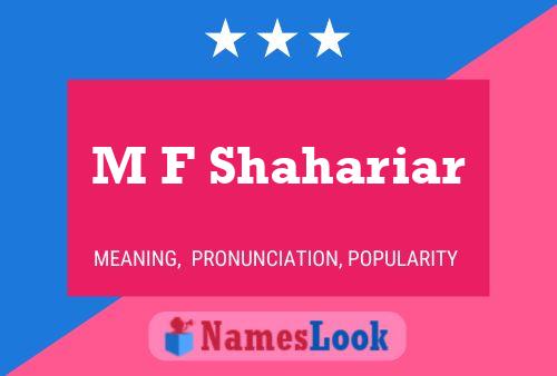 M F Shahariar Name Poster