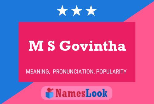 M S Govintha Name Poster