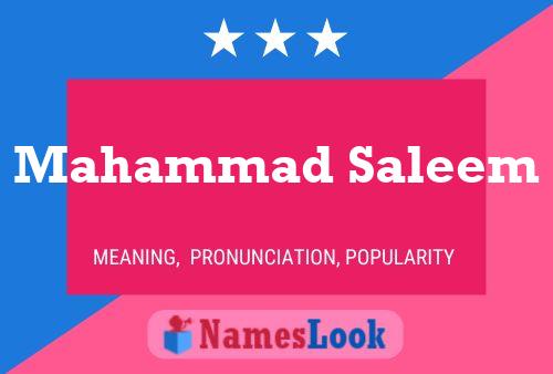 Mahammad Saleem Name Poster