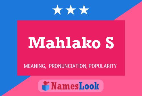 Mahlako S Name Poster