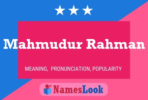 Mahmudur Rahman Name Poster