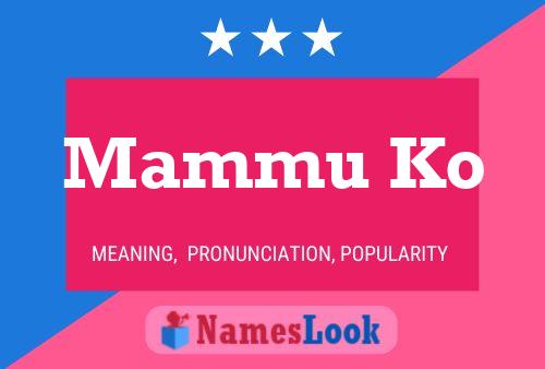 Mammu Ko Name Poster