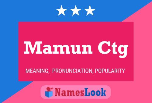 Mamun Ctg Name Poster