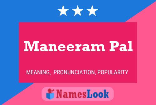 Maneeram Pal Name Poster