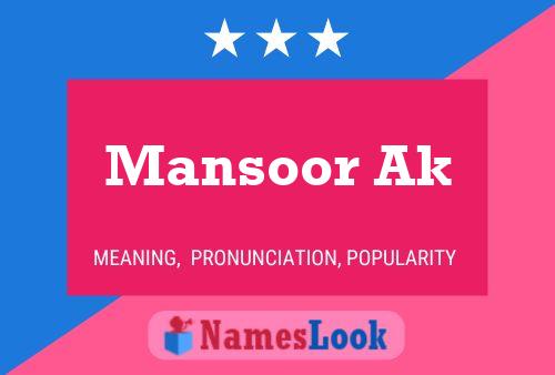 Mansoor Ak Name Poster