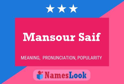 Mansour Saif Name Poster