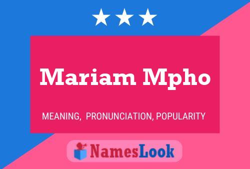 Mariam Mpho Name Poster