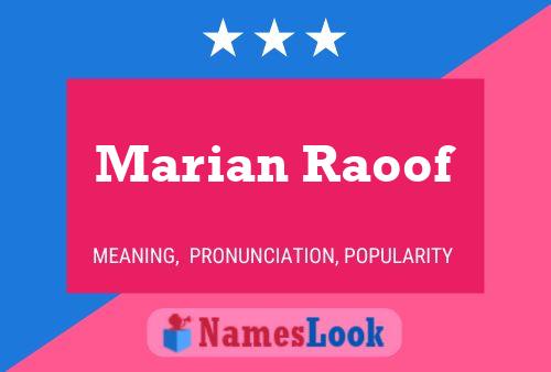 Marian Raoof Name Poster