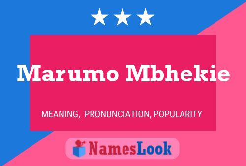 Marumo Mbhekie Name Poster