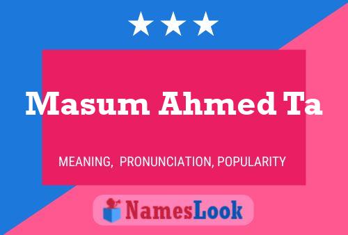 Masum Ahmed Ta Name Poster