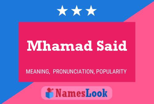 Mhamad Said Name Poster