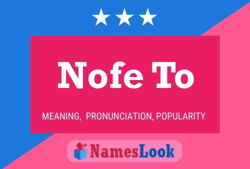 Nofe To Name Poster