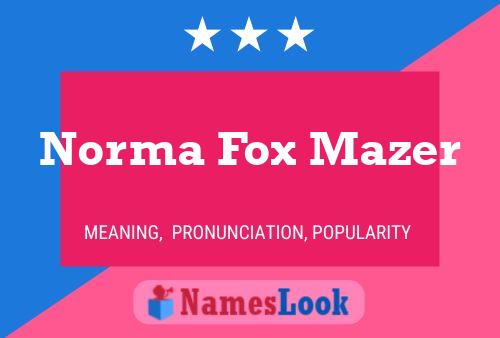 Norma Fox Mazer Name Poster