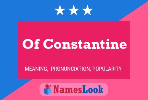 Of Constantine Name Poster