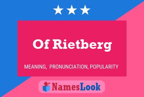 Of Rietberg Name Poster