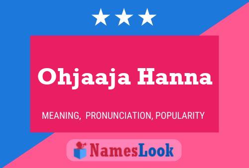 Ohjaaja Hanna Name Poster