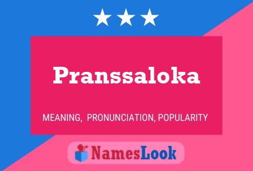 Pranssaloka Name Poster