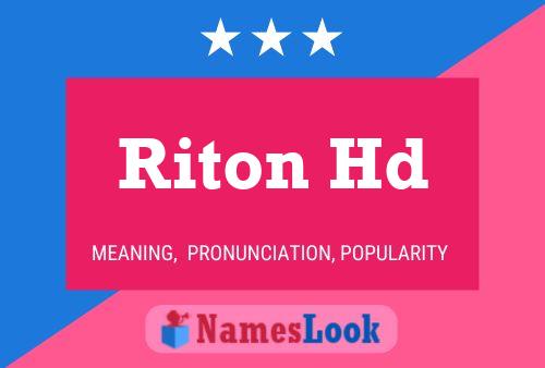 Riton Hd Name Poster