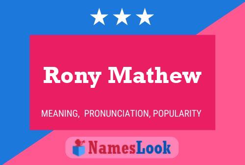 Rony Mathew Name Poster