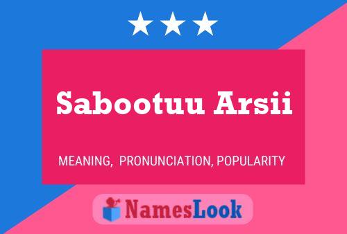 Sabootuu Arsii Name Poster