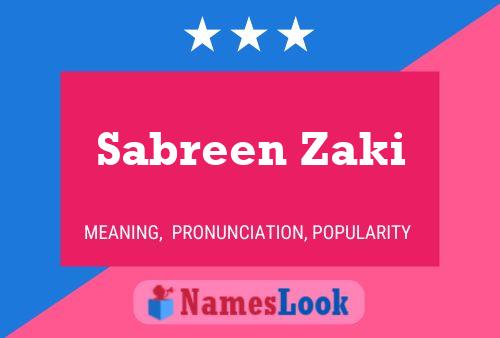 Sabreen Zaki Name Poster