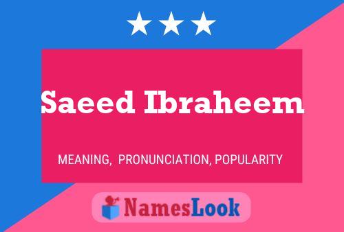 Saeed Ibraheem Name Poster