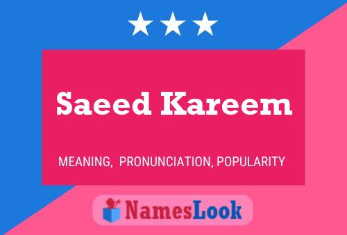 Saeed Kareem Name Poster