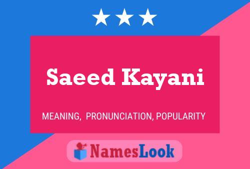 Saeed Kayani Name Poster